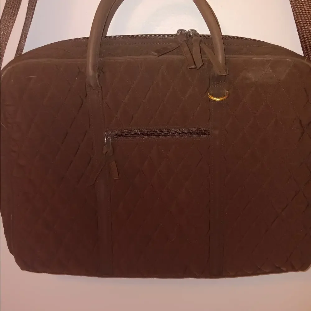 EUC Vera Bradley Solid Brown Quilted Computer/Laptop Bog